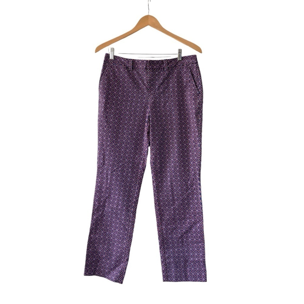 Lands’ End 4 petite pants straight leg NWT geometric purple blue